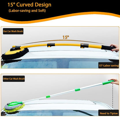 Car Wash Brush with Long Handle 15° Bend